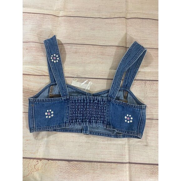 NWT Madewell Women's Blue Denim Sweetheart Bralette Stamped Floral - 8 - Picture 7 of 11